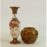 Early Doulton Tall Gilded Vase decorated with Foliage & Doulton Stoneware Vase decorated with