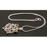 Silver flower necklace, 14.6g: