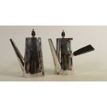 Fine quality pair of silver plated chocolate pots by Oliver & Bower: Handles & lids remove for