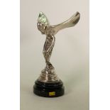Reproduction Rolls-Royce Spirit of Ecstasy desk top statue: mounted on a plinth, 30 cm high