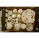 A mixed collection of floral, decorated tea ware to include: Royal Crown Derby Posies Patterned