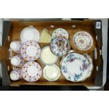 A mixed collection of Floral tea ware: Paragon Trio with Flower Handle noted