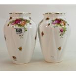 Royal Albert Old Country Rose Pair of Vases: height 19cm(2)