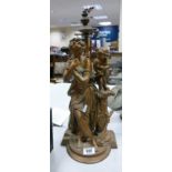 A large Spelter table lamp: of classical theme ( end of mandolin restuck)