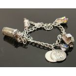 Silver charm bracelet, 29g: