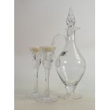 Waterford Crystal Wine decanter & similar candlesticks(3):