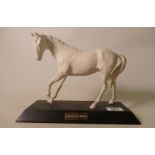 Beswick white matte horse Spirit Of Youth: on black wood plinth.