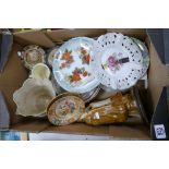 A mixed collection of items to include: decorative plates, planter & Chinese theme figure etc