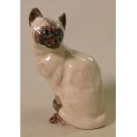 Anita Harris Siamese Sitting Cat: 21cm, Gold Signed.