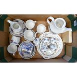 A mixed collection of items to include: floral decorated Tea Ware, Coalport Ming Rose patterned