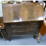 Cross Banded Walnut Bureau: length 75cm, depth 44cm & height 100cm