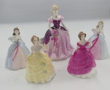 coalport miniature figures: Joanne x 2, Minuelles Danielle, Jessica together with a small figure