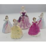 coalport miniature figures: Joanne x 2, Minuelles Danielle, Jessica together with a small figure