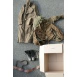 RASC WWII Army Uniform Kit Bag & Contents including: Boots, Coats, Cap, John Brown Belt etc