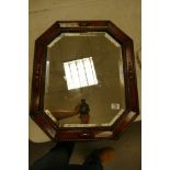 Oak Framed Deco Wall mirror: height 65cm