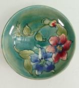 Walter Moorcroft Clematis shallow footed bowl: Diameter 18cm.