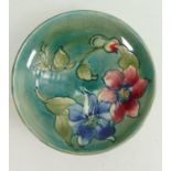 Walter Moorcroft Clematis shallow footed bowl: Diameter 18cm.