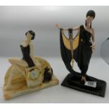 Two Art Deco Styled Lady Figures(2):