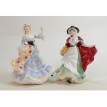 Royal Doulton Ladies of the British Isles Figures England HN3627 & Wales HN3630(2):