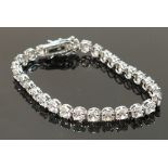 Silver tennis bracelet with white stones, 15g: