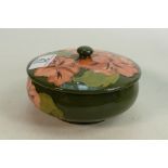 Moorcroft Hibiscus on green lidded pot: 13.5cm diameter