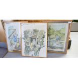 Series of 3 Framed Winnie The Pooh Prints: largest 63cm x 48cm(3)