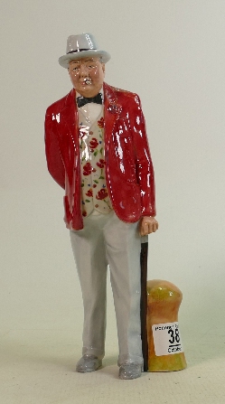 Royal Doulton figure Sir Winston Churchill HN3057: painted in a different colourway with red