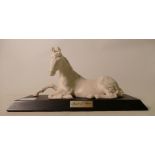 Beswick white matte horse Spirit Of Peace: on black wood plinth.