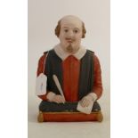 Robinson & Leadbeater coloured parian bust of Shakespeare: Measures 22.5cm high