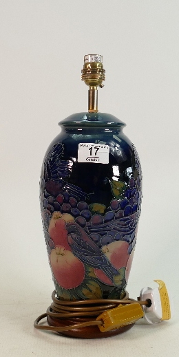 Moorcroft Large Lamp in Finches design by Sally Tuffin.