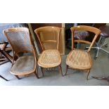Three Light Wood Rush Seated Chairs(3):