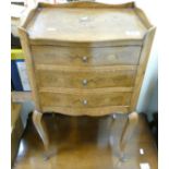 Serpentine Fronted Inlaid Walnut Bedside Cabinet: