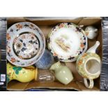 A mixed collection of items to include: Ashwood Imari Decorated Fruitbowl, similar Churchill Teapot,