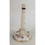 Royal Crown Derby Floral Decorated Lamp Base: light damage noted to petals, height 32cm