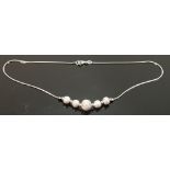 Silver bead necklace, 8.3g: