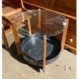 Mid Century Circular glass top Coffee table: