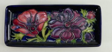 Moorcroft Clematis patterned oblong tray: Length 20cm.