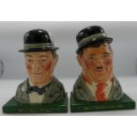 Royal Doulton pair of character bookends Laurel & Hardy D7120 & D7119: boxed (2)