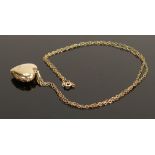 9ct gold locket & 9ct chain: Weight 3.6g chain 46cm.