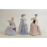 Coalport Matt Age of Elegance Figures: Chelsea Reception, Matinee Performance & Donna(3)