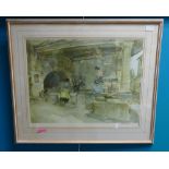 Russell Flint print signed in pencil: Measures 34cm x 49.5cm excl. frame mount or margin.