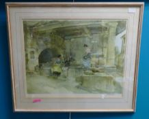 Russell Flint print signed in pencil: Measures 34cm x 49.5cm excl. frame mount or margin.