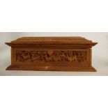 Anglo Indian Saddle wood Carved Box with images of vishnu, length 25cm