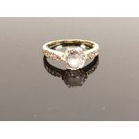 14ct gold and white stone set ladies dress ring: Size Q, weight 2.9g.