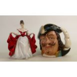 Royal Doulton Lady Figure Sara HN2265 (seconds) together with large character jug Capt Henry