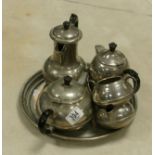 Lion Pewter 6 Piece Tea service: