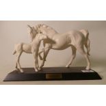 Beswick white matte horse & foal Spirit Of affection: on black wood plinth.