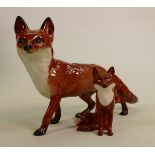 Large Beswick Fox: With Small sitting fox. (2)