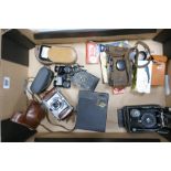 A collection of Vintage camera equipment to include: Cameo & Eastman Kodak Bellows camera's ,