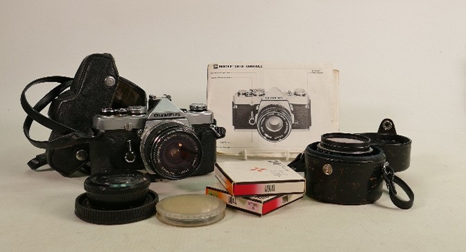 Olympus Om-1 Md 35mm Film Camera: With F.Zuiko 50mm & G.Zuiko 28mm lens, accessories and